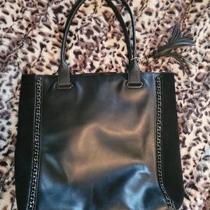 BCBG MaxAzria black leather tote bag purse